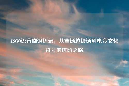 CSGO语音嘲讽语录，从赛场垃圾话到电竞文化符号的进阶之路