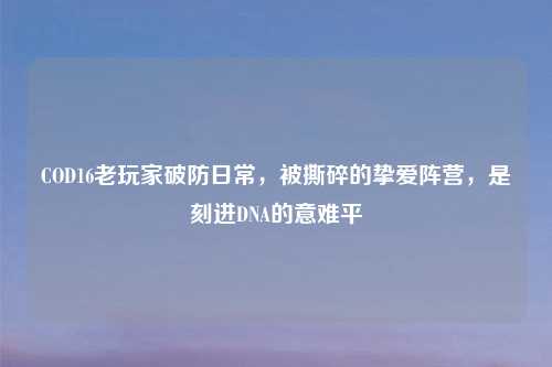 COD16老玩家破防日常，被撕碎的挚爱阵营，是刻进DNA的意难平