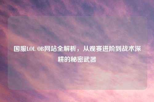 国服LOL OB网站全解析，从观赛进阶到战术深耕的秘密武器