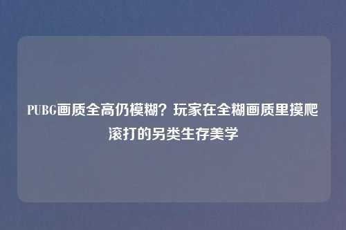 PUBG画质全高仍模糊？玩家在全糊画质里摸爬滚打的另类生存美学