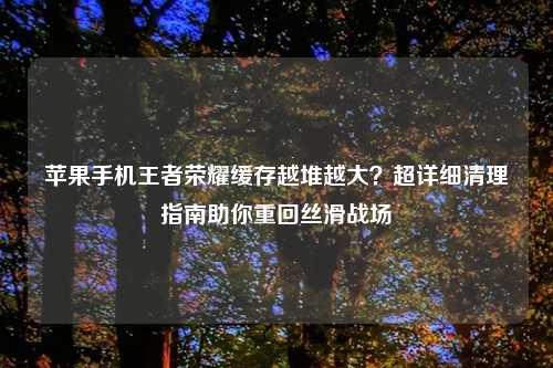 苹果手机王者荣耀缓存越堆越大？超详细清理指南助你重回丝滑战场