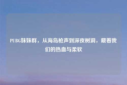 PUBG妹妹群，从海岛枪声到深夜树洞，藏着我们的热血与柔软