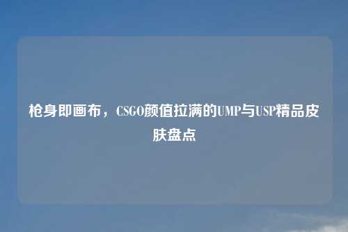 枪身即画布，CSGO颜值拉满的UMP与USP精品皮肤盘点