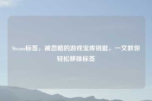 Steam标签，被忽略的游戏宝库钥匙，一文教你轻松移除标签