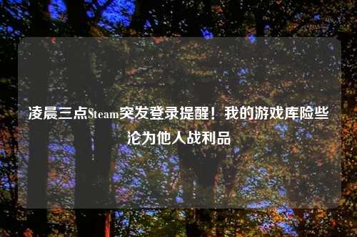 凌晨三点Steam突发登录提醒！我的游戏库险些沦为他人战利品