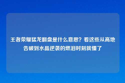 王者荣耀猛龙翻盘是什么意思？看这些从高地告破到水晶逆袭的燃泪时刻就懂了