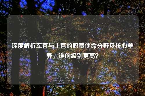 深度解析军官与士官的职责使命分野及核心差异，谁的级别更高？