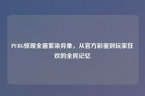 PUBG惊现全窗紫染异象，从官方彩蛋到玩家狂欢的全民记忆