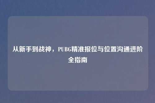 从新手到战神，PUBG精准报位与位置沟通进阶全指南