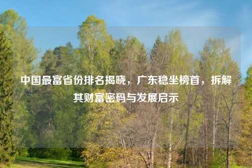 中国最富省份排名揭晓，广东稳坐榜首，拆解其财富密码与发展启示
