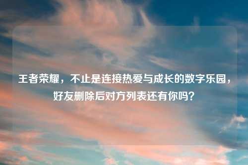 王者荣耀，不止是连接热爱与成长的数字乐园，好友删除后对方列表还有你吗？