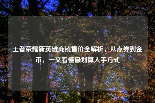 王者荣耀新英雄庞铳售价全解析，从点券到金币，一文看懂最划算入手方式