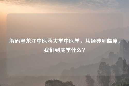 解码黑龙江中医药大学中医学，从经典到临床，我们到底学什么？