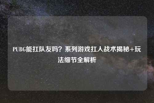 PUBG能扛队友吗？系列游戏扛人战术揭秘+玩法细节全解析