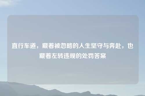 直行车道，藏着被忽略的人生坚守与奔赴，也藏着左转违规的处罚答案
