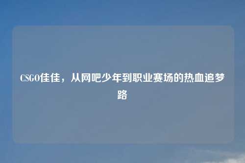CSGO佳佳，从网吧少年到职业赛场的热血追梦路