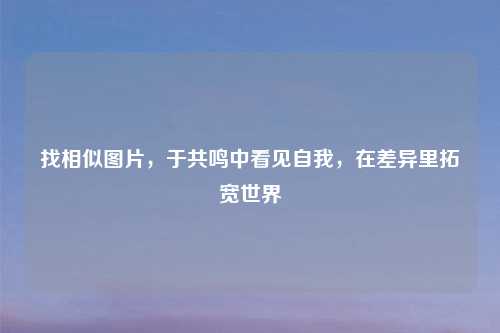 找相似图片，于共鸣中看见自我，在差异里拓宽世界