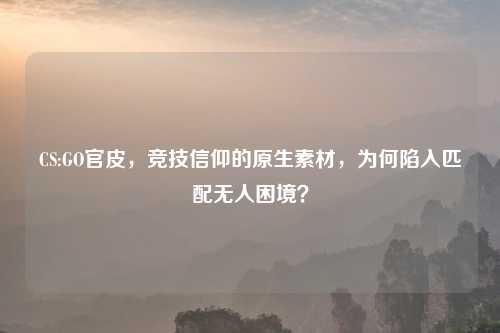 CS:GO官皮，竞技信仰的原生素材，为何陷入匹配无人困境？