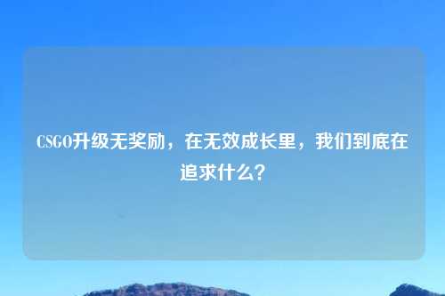 CSGO升级无奖励，在无效成长里，我们到底在追求什么？