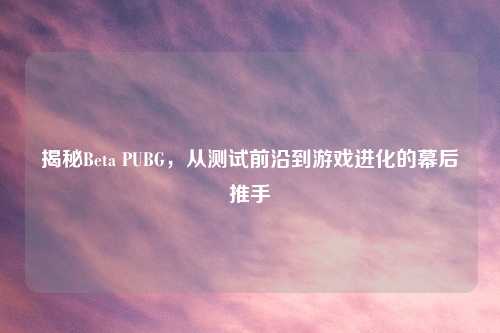 揭秘Beta PUBG，从测试前沿到游戏进化的幕后推手