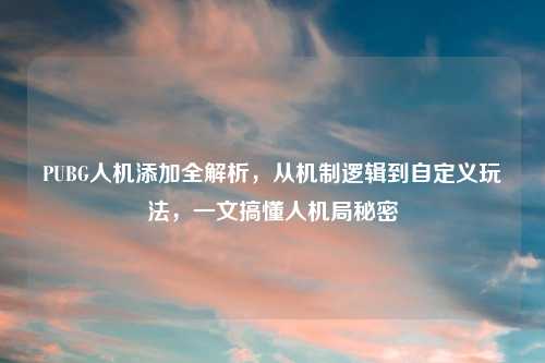 PUBG人机添加全解析，从机制逻辑到自定义玩法，一文搞懂人机局秘密