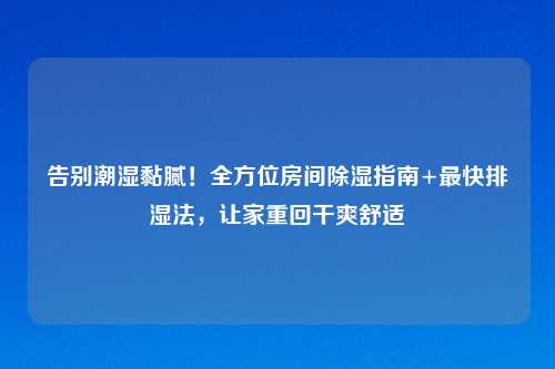 告别潮湿黏腻！全方位房间除湿指南+最快排湿法，让家重回干爽舒适