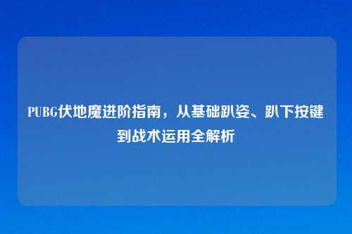 PUBG伏地魔进阶指南，从基础趴姿、趴下按键到战术运用全解析