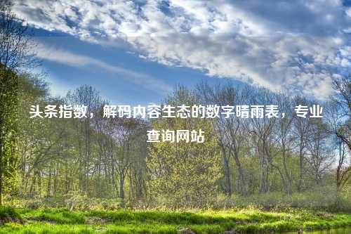 头条指数，解码内容生态的数字晴雨表，专业查询网站
