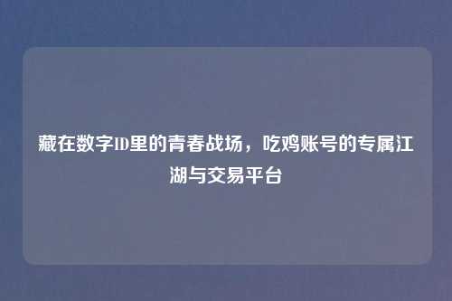 藏在数字ID里的青春战场，吃鸡账号的专属江湖与交易平台