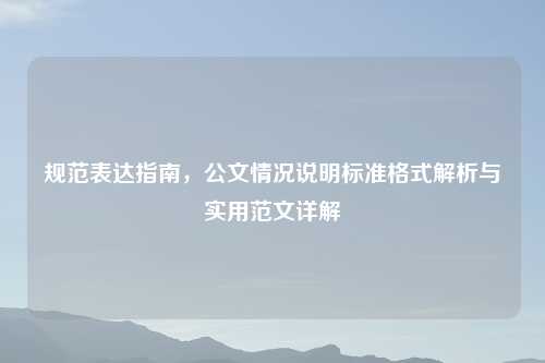 规范表达指南，公文情况说明标准格式解析与实用范文详解