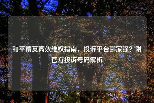 和平精英高效     指南，投诉平台哪家强？附官方投诉号码解析