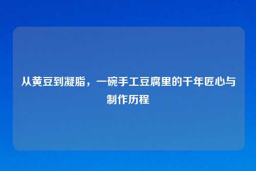从黄豆到凝脂，一碗手工豆腐里的千年匠心与     历程