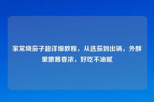 家常烧茄子超详细教程，从选茄到出锅，外酥里嫩酱香浓，好吃不油腻