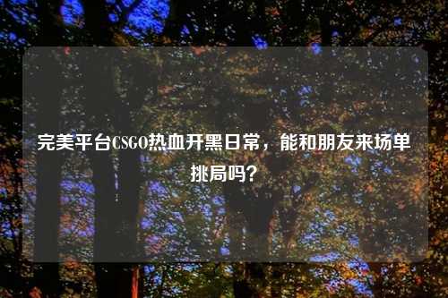 完美平台CSGO热血开黑日常，能和朋友来场单挑局吗？