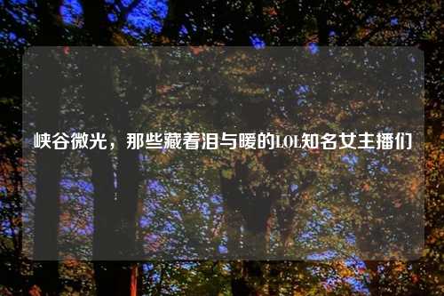 峡谷微光，那些藏着泪与暖的LOL知名女主播们