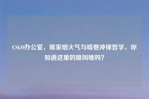 CSGO办公室，匪家烟火气与暗巷冲锋哲学，你知道这里的匪叫啥吗？