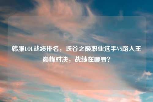 韩服LOL战绩排名，峡谷之巅职业选手VS路人王巅峰对决，战绩在哪看？