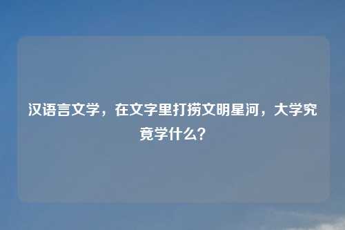 汉语言文学，在文字里打捞文明星河，大学究竟学什么？