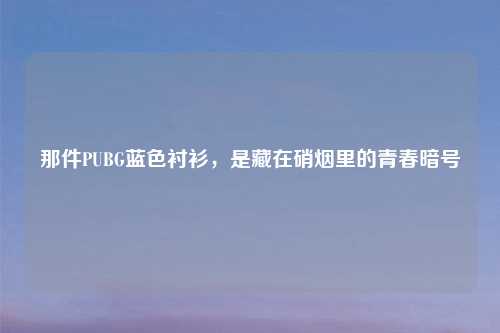 那件PUBG蓝色衬衫,是藏在硝烟里的青春暗号