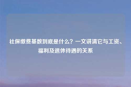 社保缴费基数到底是什么？一文讲清它与工资、福利及退休待遇的关系