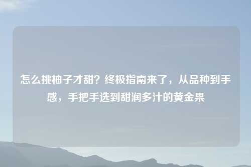 怎么挑柚子才甜？终极指南来了，从品种到手感，手把手选到甜润多汁的黄金果