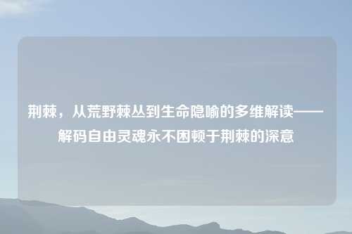 荆棘，从荒野棘丛到生命隐喻的多维解读——解码自由灵魂永不困顿于荆棘的深意