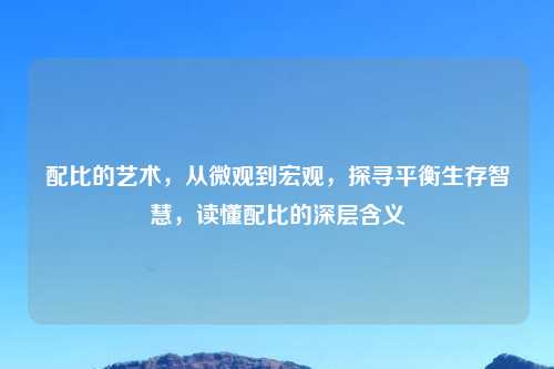 配比的艺术，从微观到宏观，探寻平衡生存智慧，读懂配比的深层含义