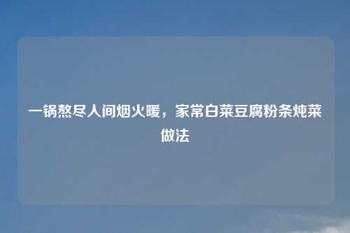 一锅熬尽人间烟火暖，家常白菜豆腐粉条炖菜做法