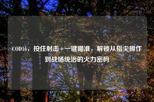 COD16，按住射击+一键瞄准，解锁从指尖操作到战场统治的火力密码