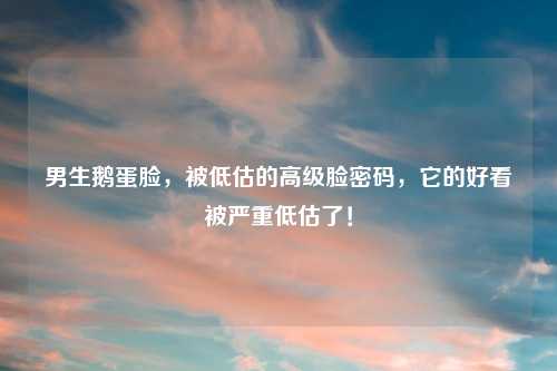 男生鹅蛋脸，被低估的高级脸密码，它的好看被严重低估了！