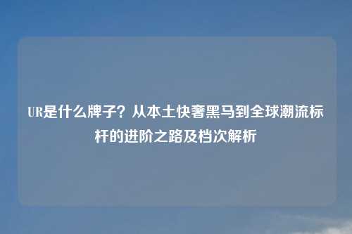 UR是什么牌子？从本土快奢黑马到全球潮流标杆的进阶之路及档次解析