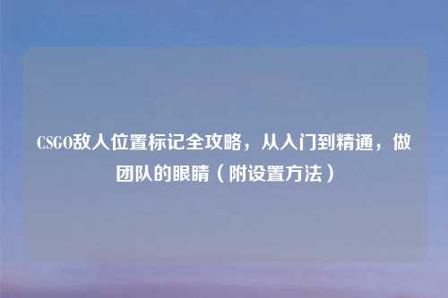 CSGO敌人位置标记全攻略，从入门到精通，做团队的眼睛（附设置     ）