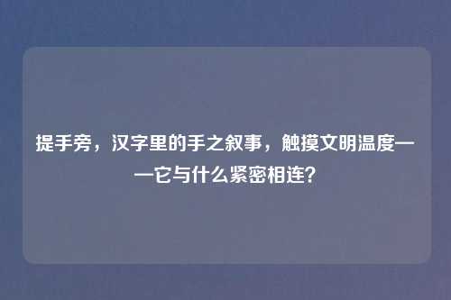提手旁，汉字里的手之叙事，触摸文明温度——它与什么紧密相连？