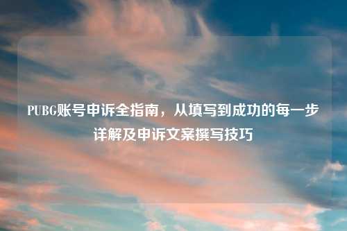 PUBG账号申诉全指南，从填写到成功的每一步详解及申诉文案撰写技巧